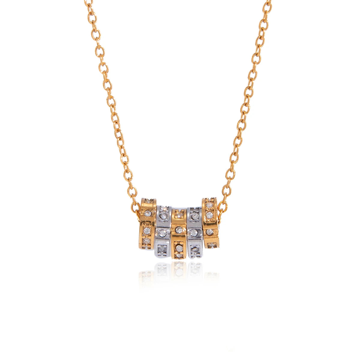 Delicate Zircon Beads Mixed Color Pendant Necklace