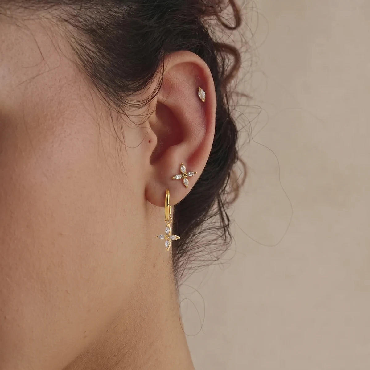 3pcs/set Cross Cubic Zirconia Drop Earring