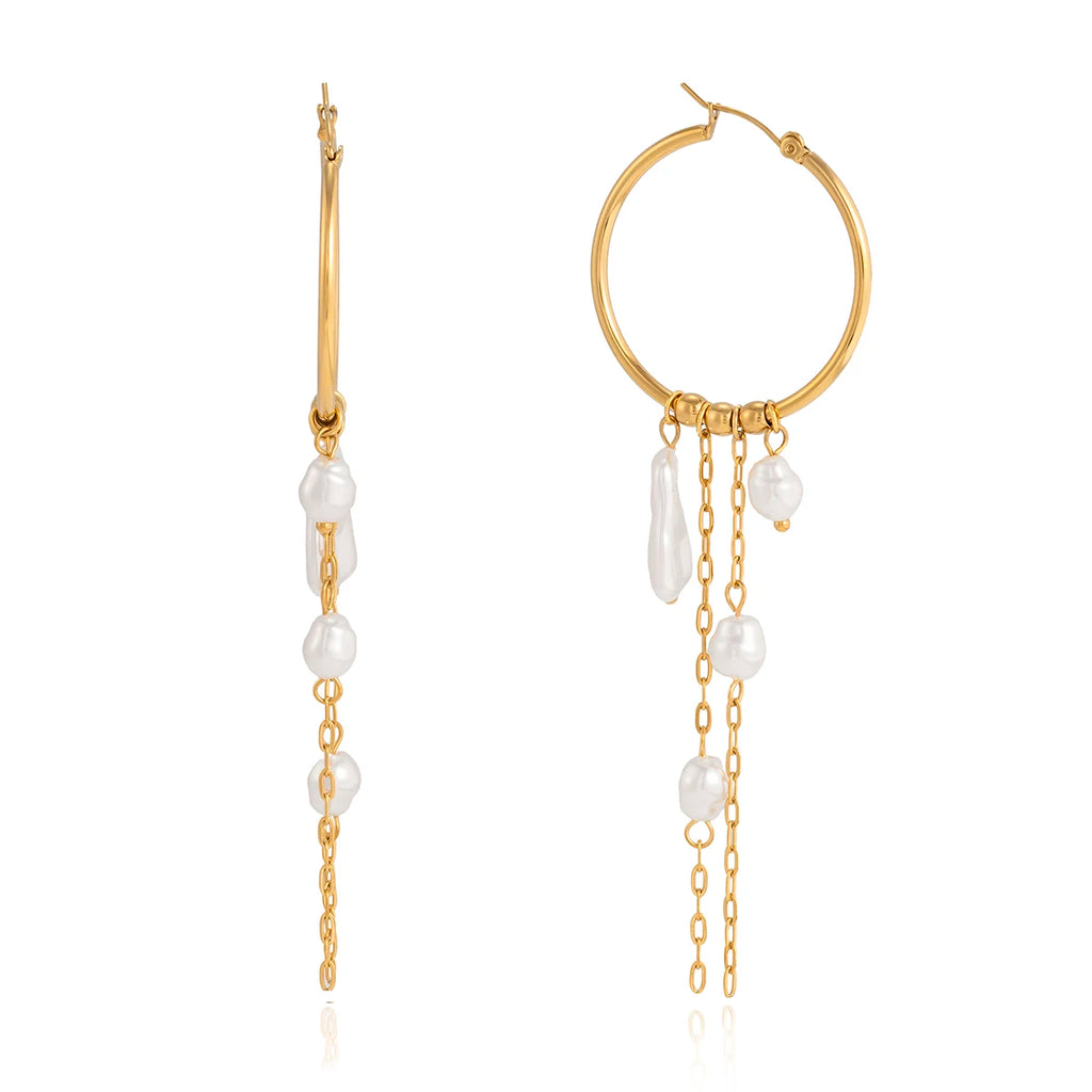 Elegant Baroque Pearl Long Tassel Earrings