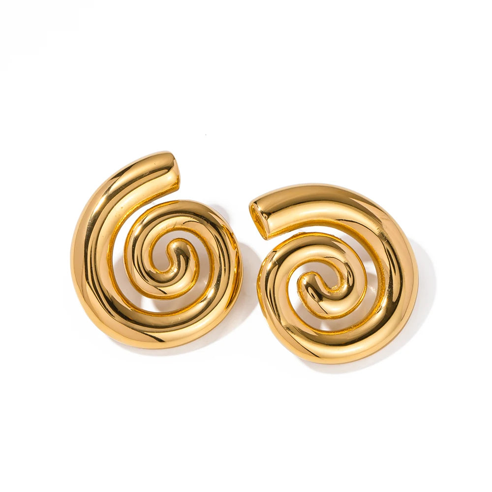 Glossy Spiral Hollow Hoop Earrings