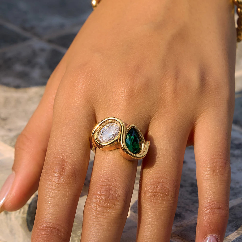 Multicolor Geometric Zircon Rings