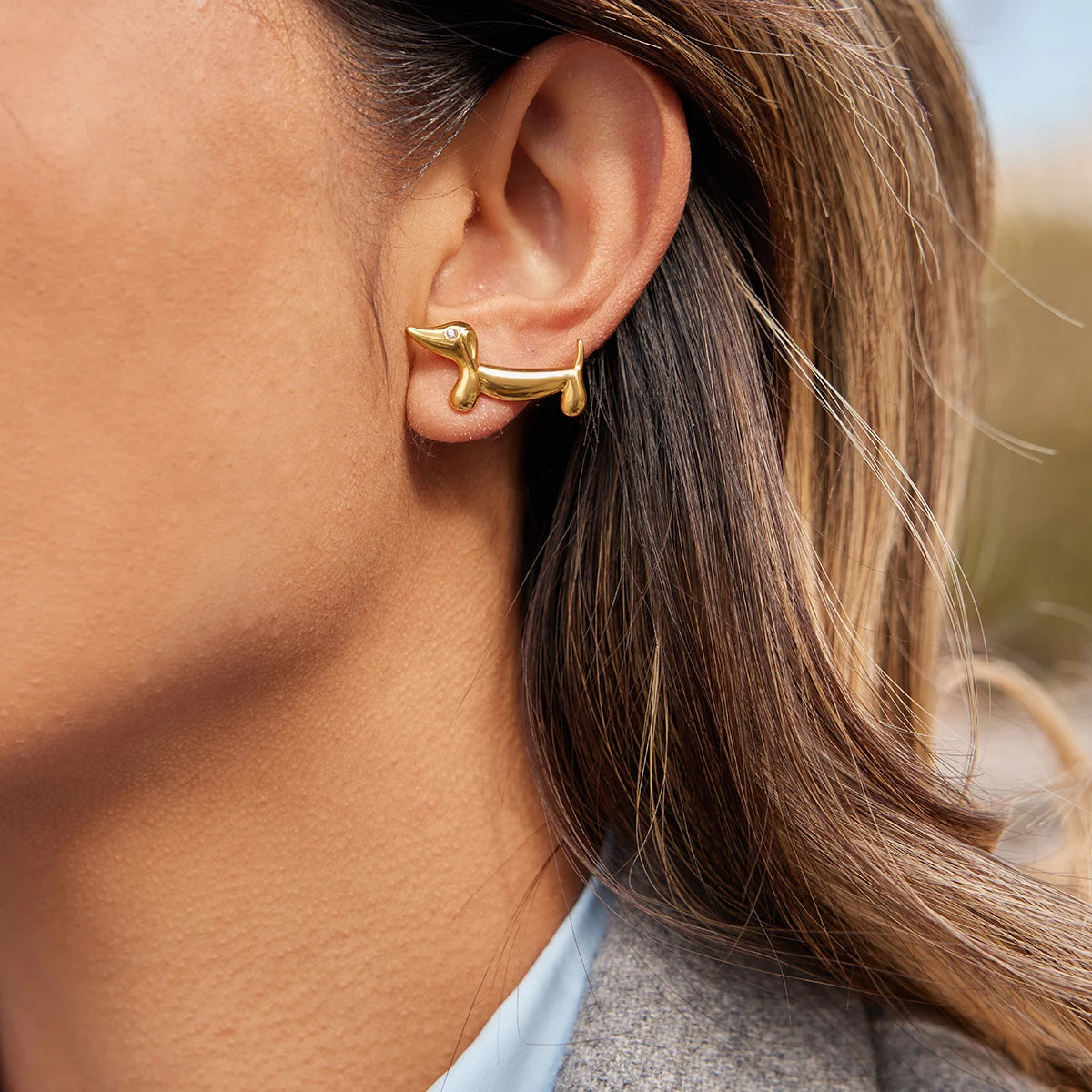 Cute Crystal Dog Stud Earrings