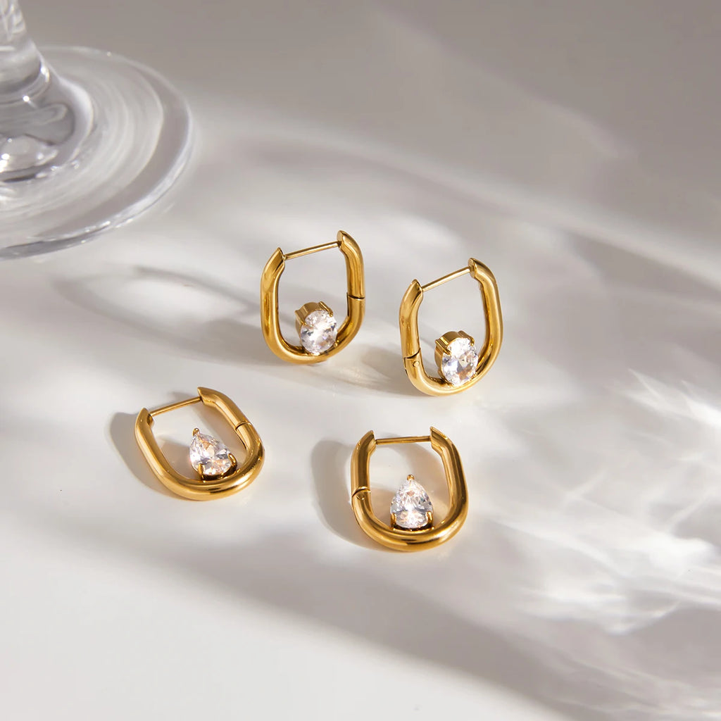 Classic Oval Water Drop Zircon Earrings