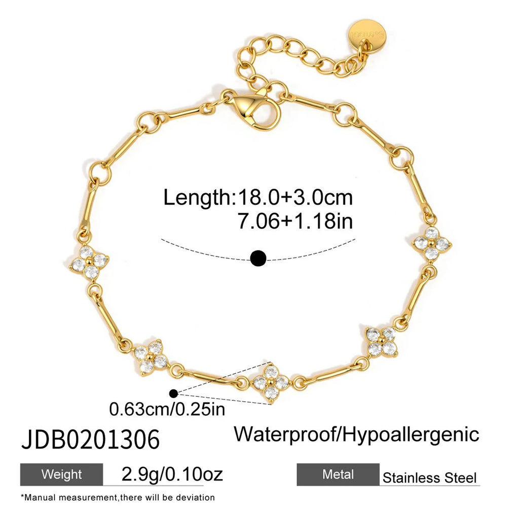 Delicate Zircon Flower Bracelet