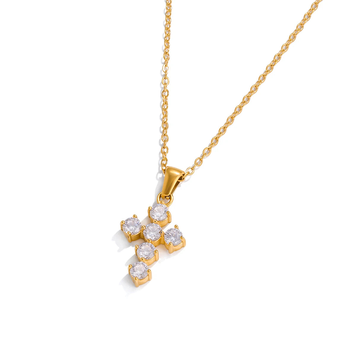 Classic Cubic Zirconia Cross Pendant Necklace