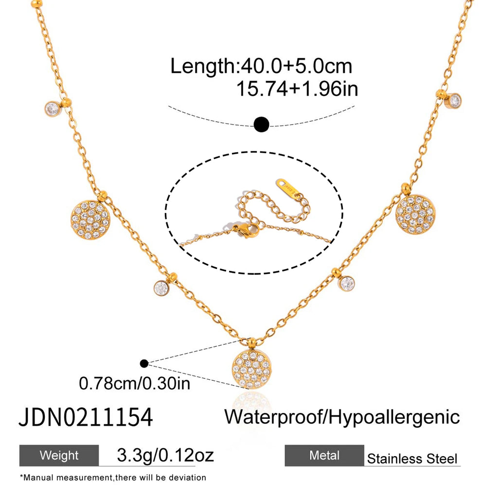 Delicate Round Flower Water Drop Pendant Necklace