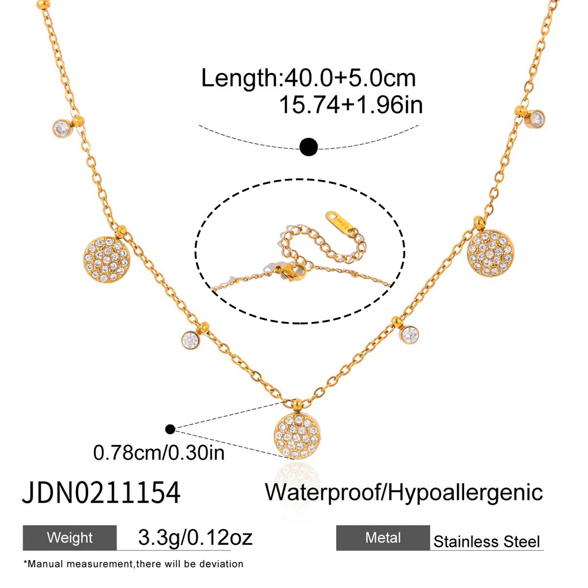 Delicate Round Flower Water Drop Pendant Necklace