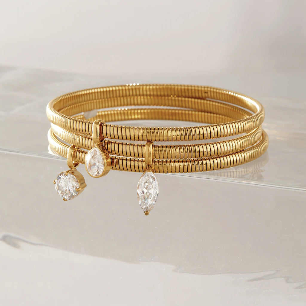 Punk Geometric Zircon Pendant Bracelet