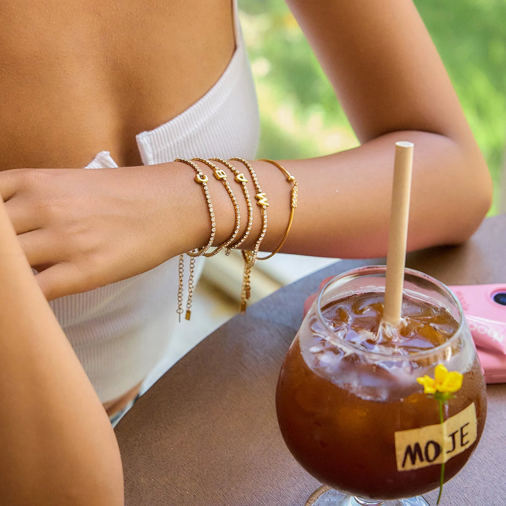 Stainless Steel Balloon Letter Pendant Bracelets