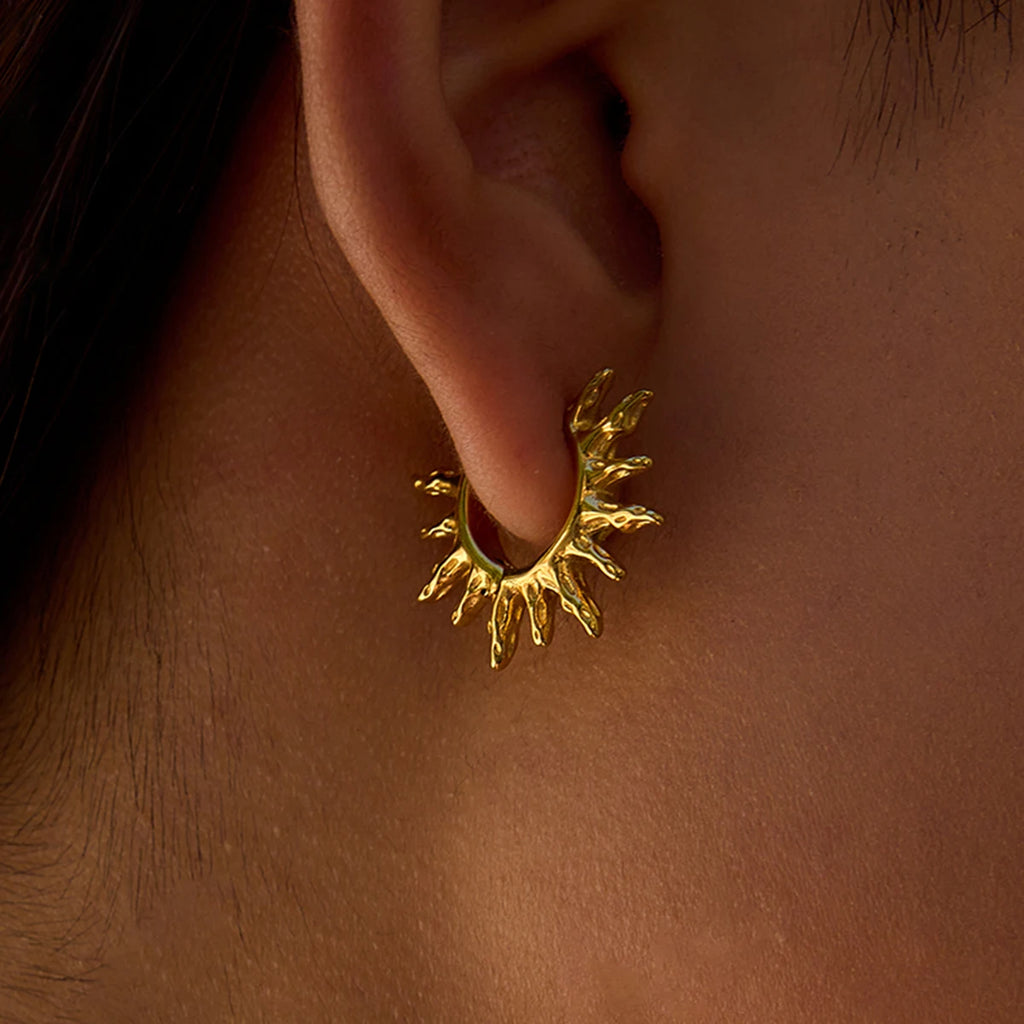Hollow Sun Hoop Earrings