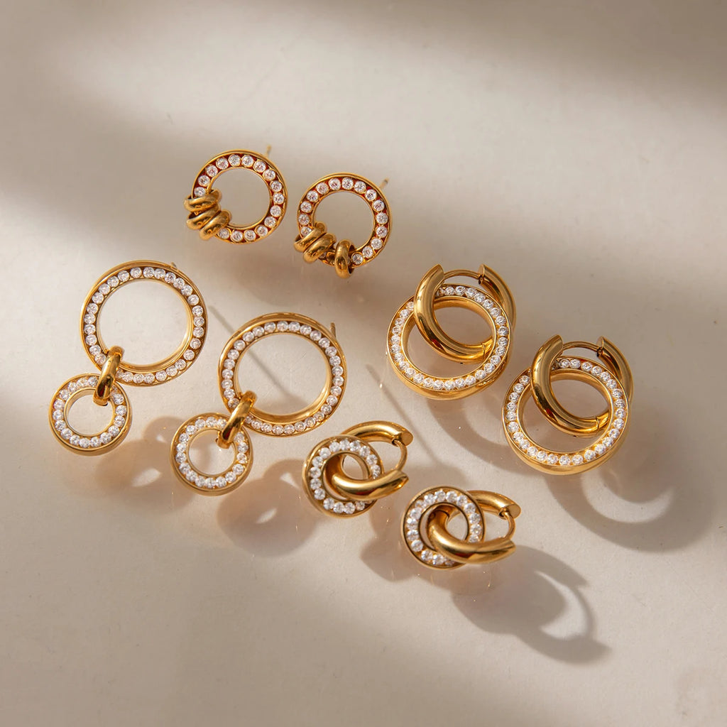 Delicate Full Zircon Circle Earrings
