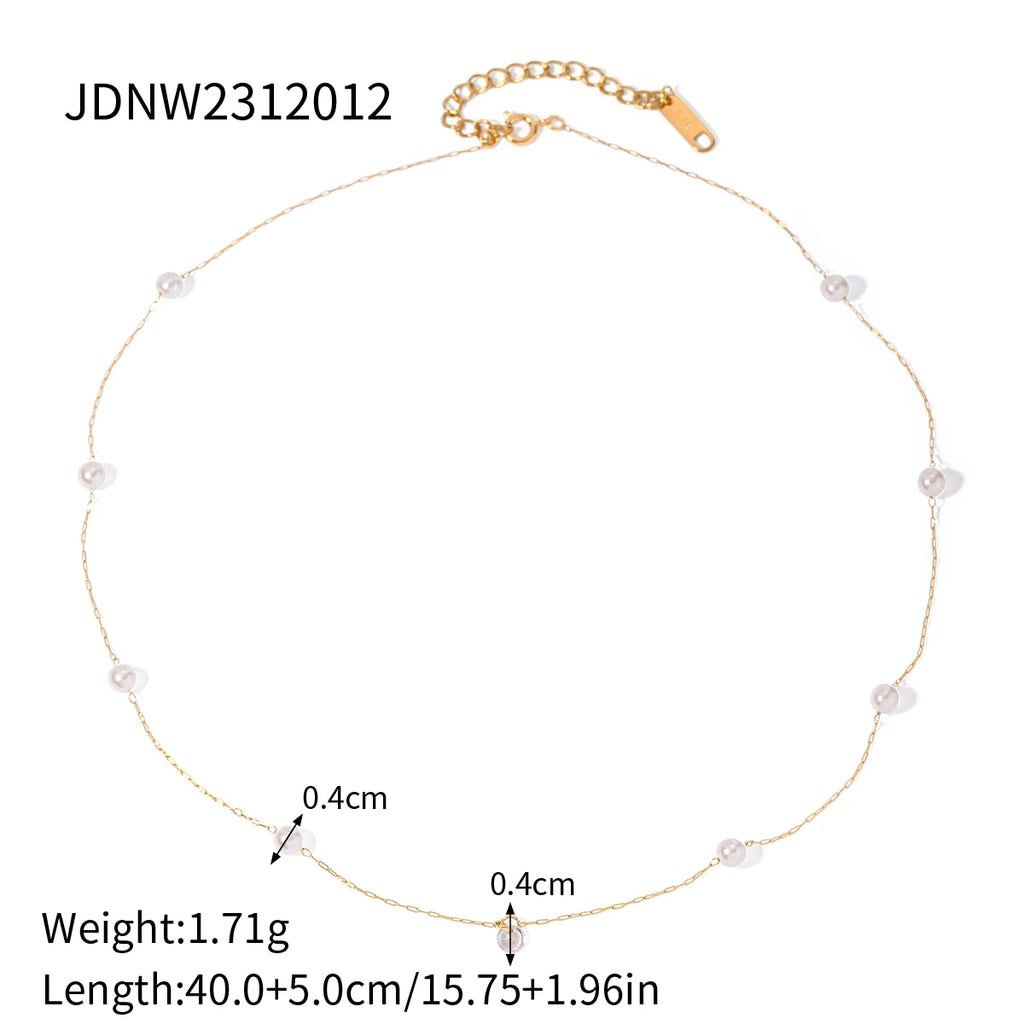 Exquisite Stainless Steel Pearl Zircon Necklace