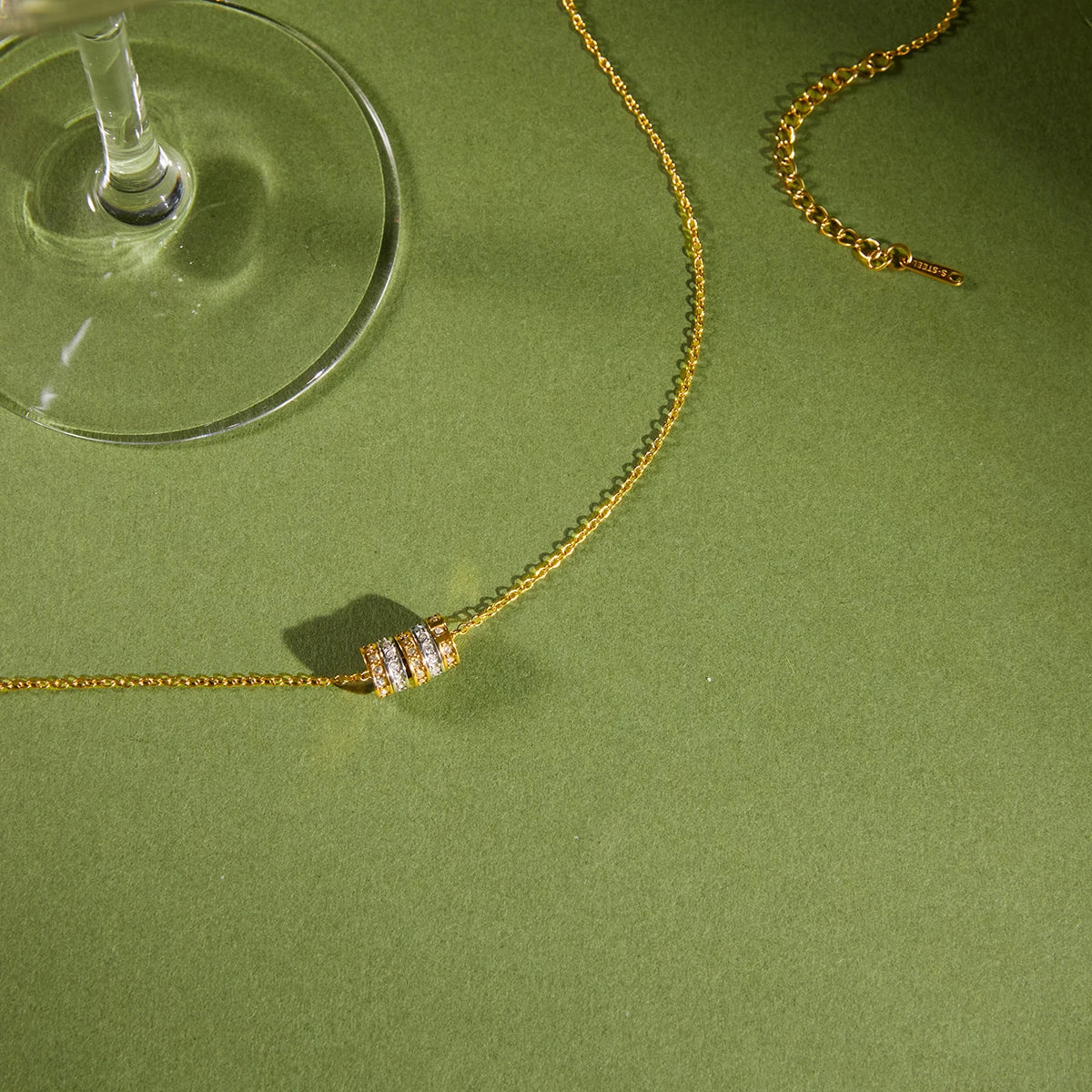 Delicate Zircon Beads Mixed Color Pendant Necklace