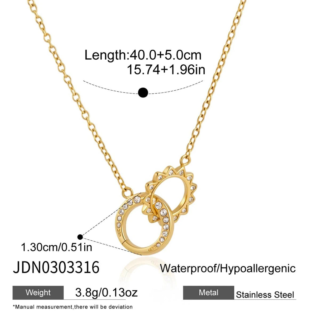 Double Circles Zircon Pendant Necklace