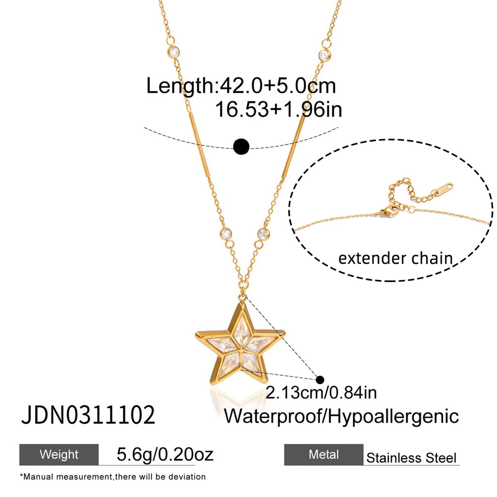 Delicate Zircon Star Pendant Necklace