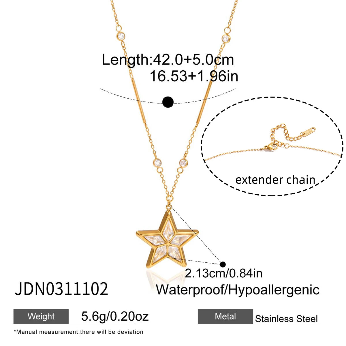 Delicate Zircon Star Pendant Necklace