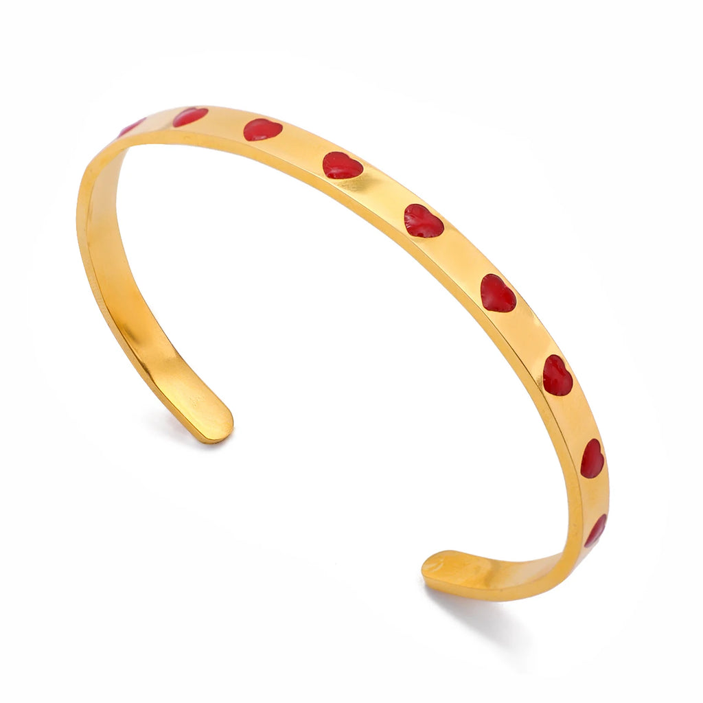 Romantic Red Heart Cuff Bracelet