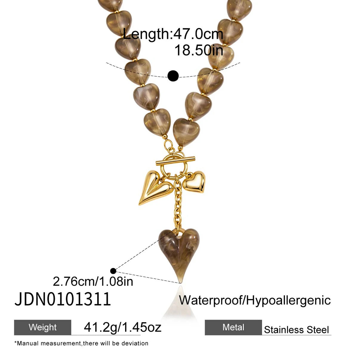 Chic Chunky Resin Heart Pendant Necklace