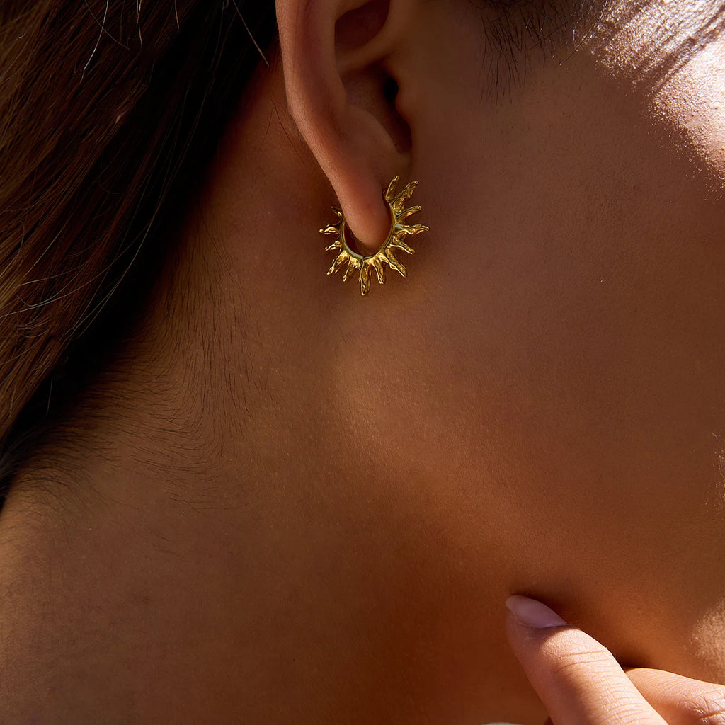 Hollow Sun Hoop Earrings