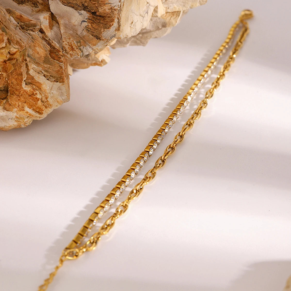 Stainless Steel Cubic Zirconia Chain Bracelet
