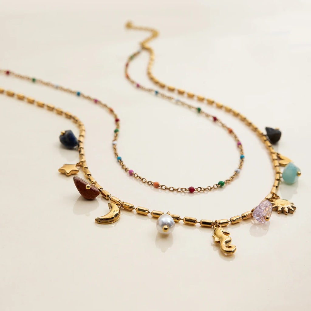 Double Layers Oil Drip Necklace