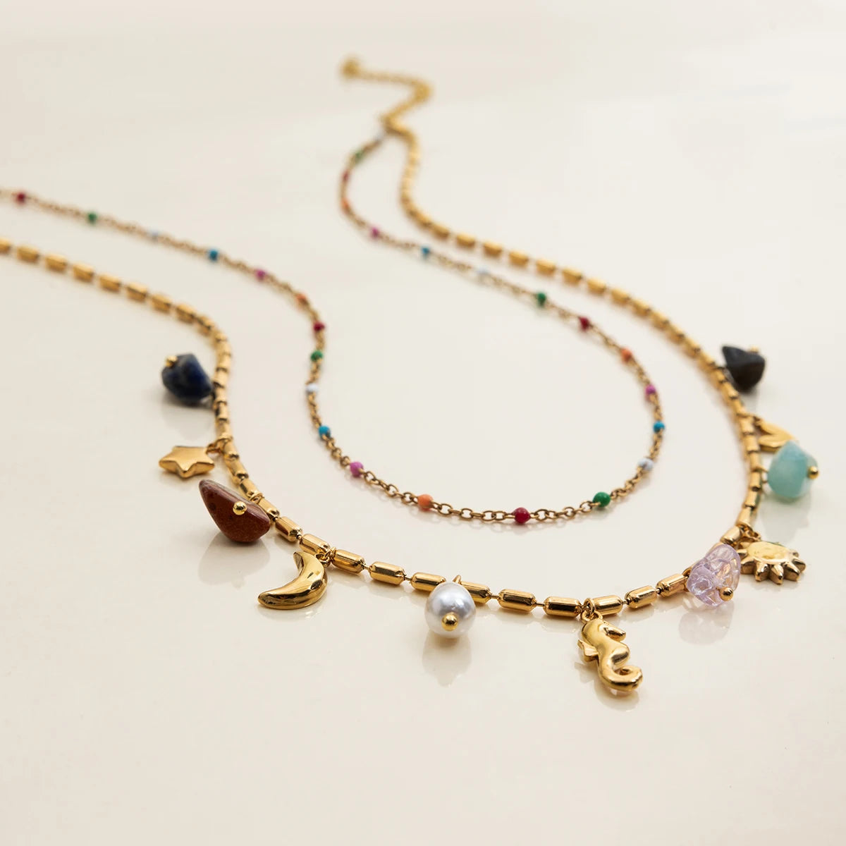 Double Layers Oil Drip Necklace