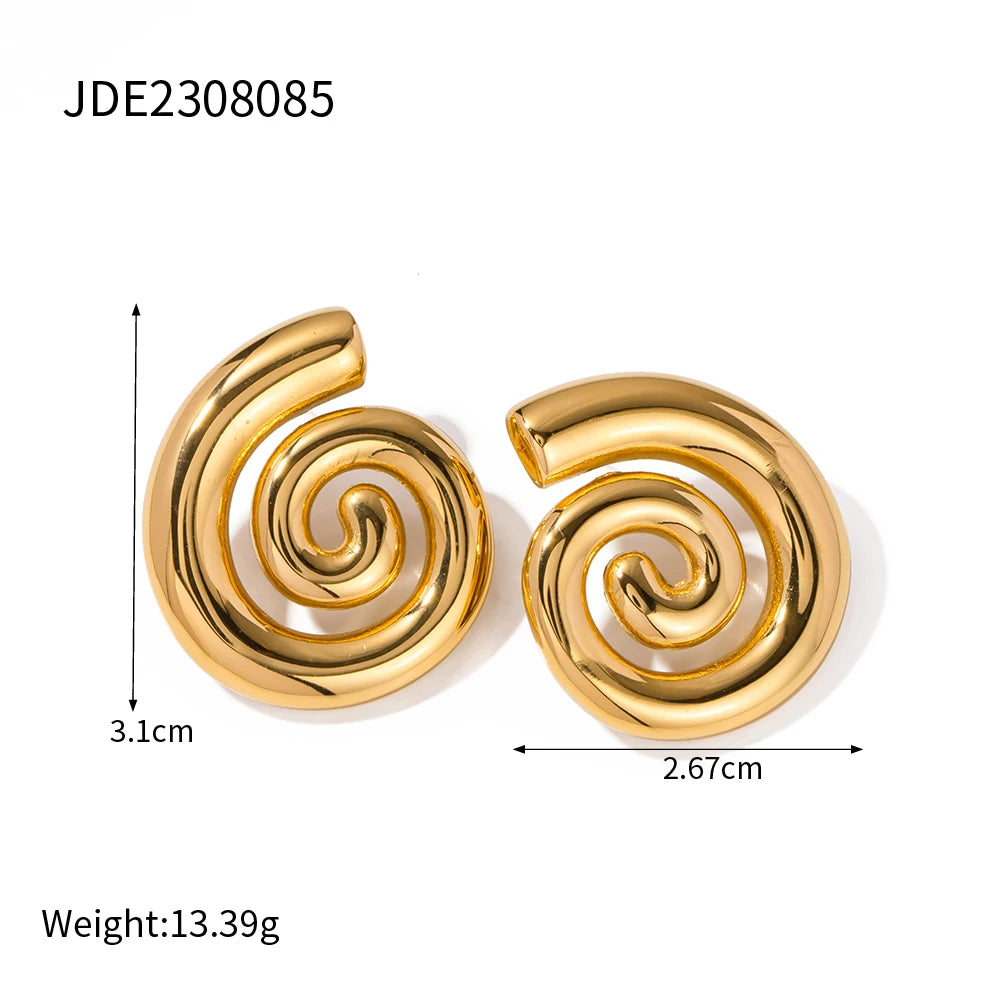 Glossy Spiral Hollow Hoop Earrings