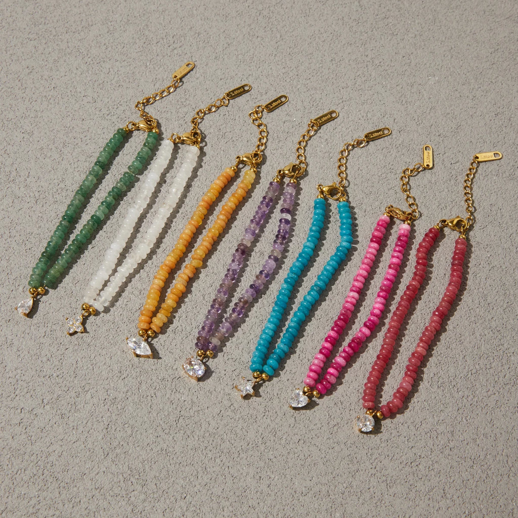 Chic Colored Natural Stone Zircon Pendant Bracelet