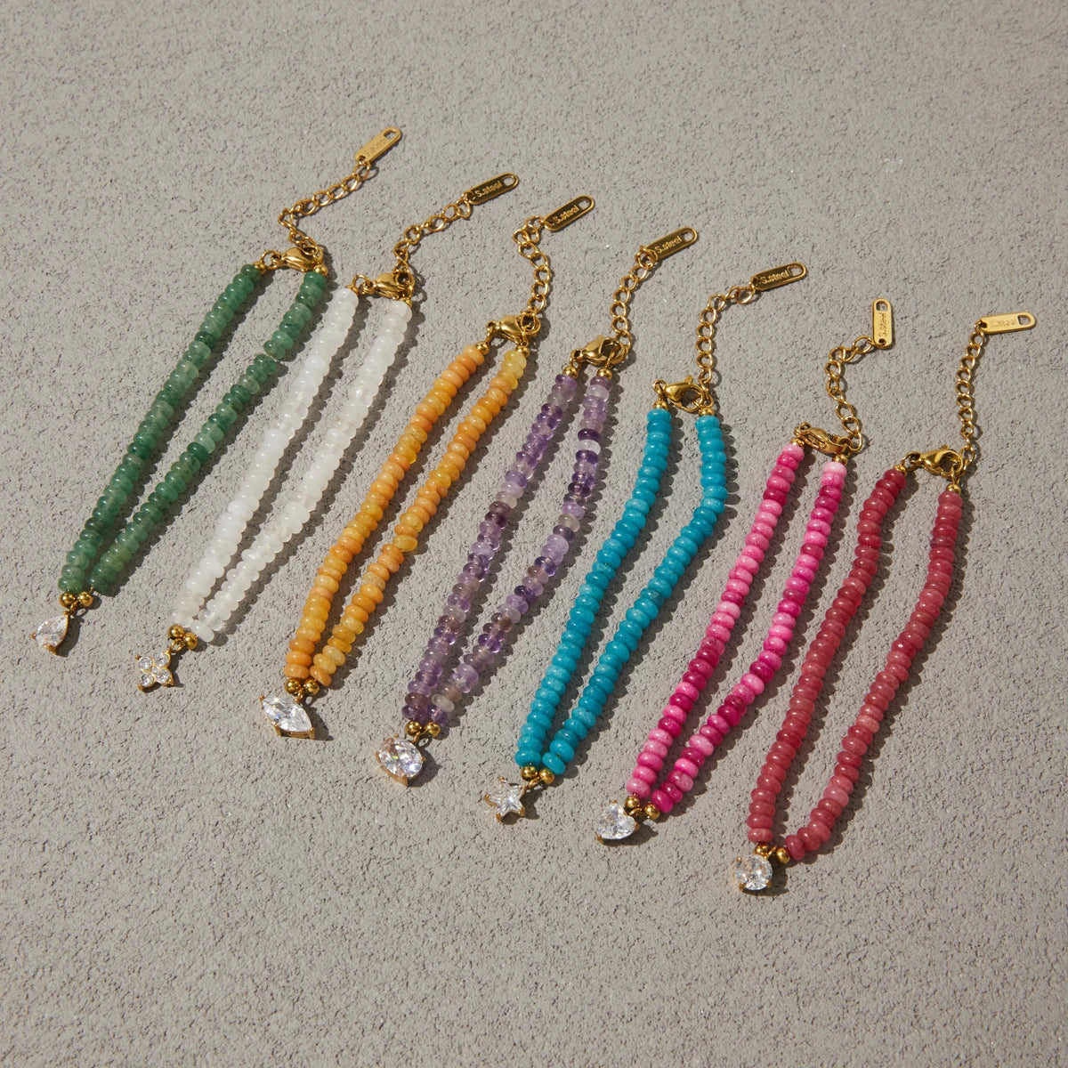 Chic Colored Natural Stone Zircon Pendant Bracelet