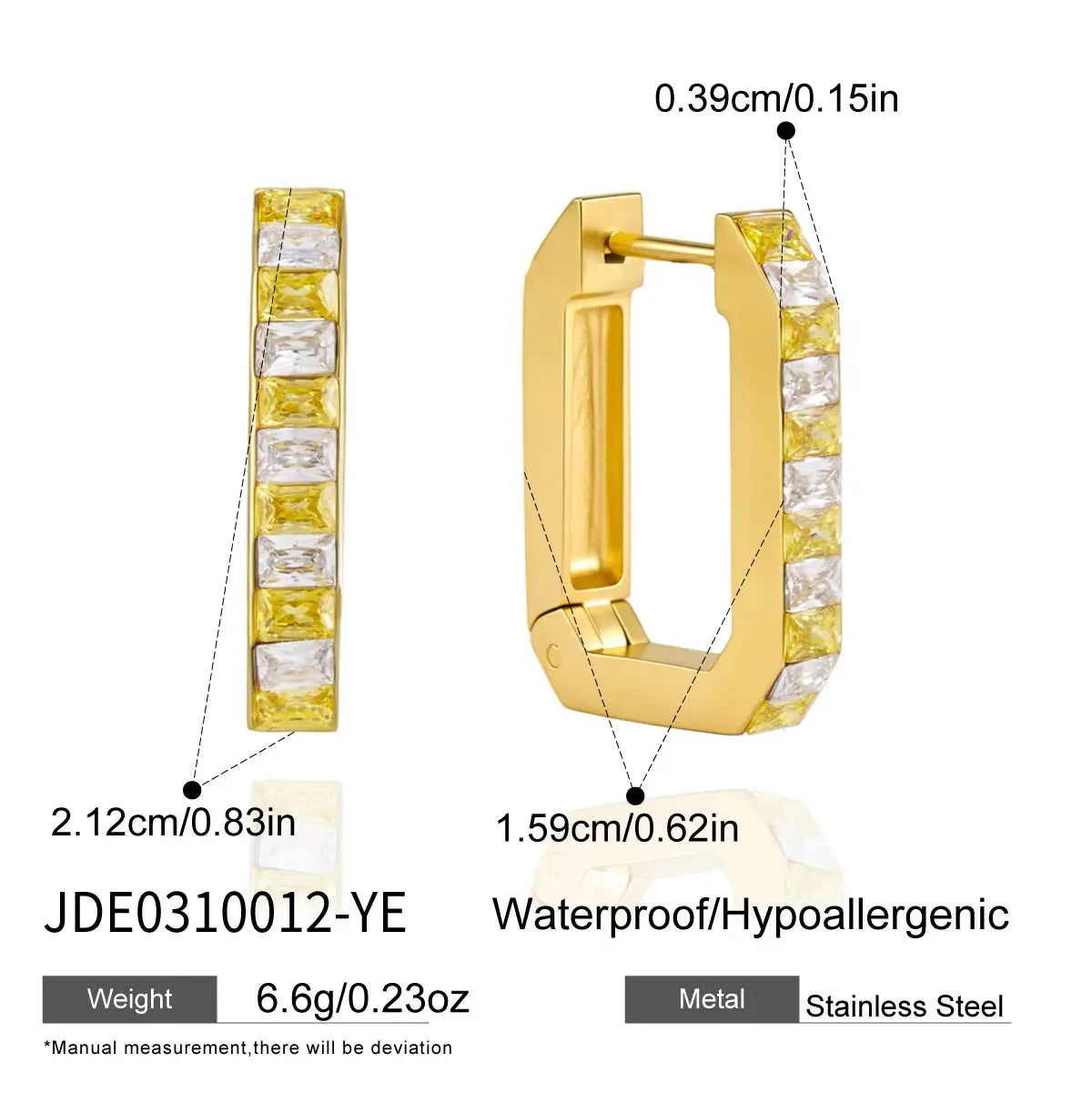 Multicolor Zircon U Shape Clip Earrings