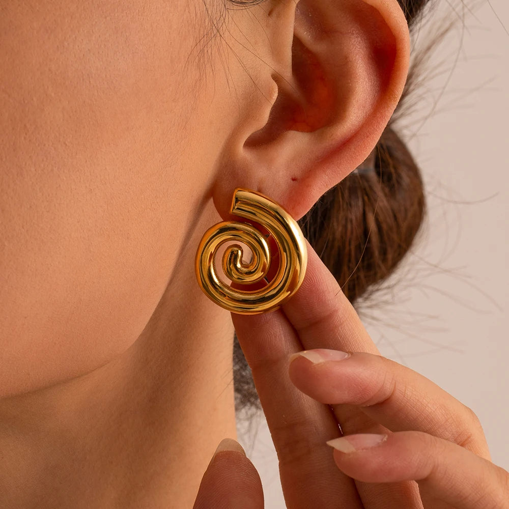 Glossy Spiral Hollow Hoop Earrings