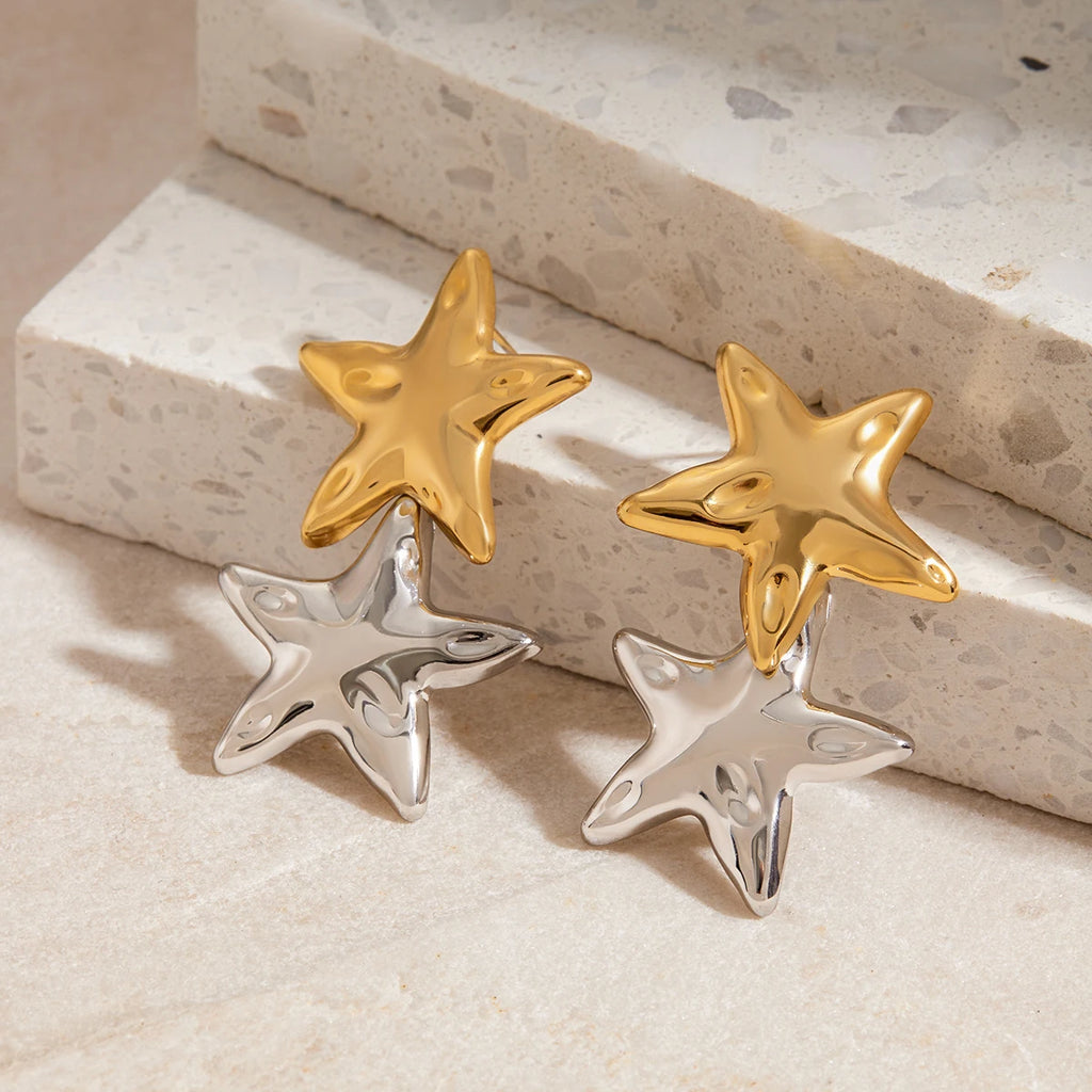 Double Layers Pentagram Earrings