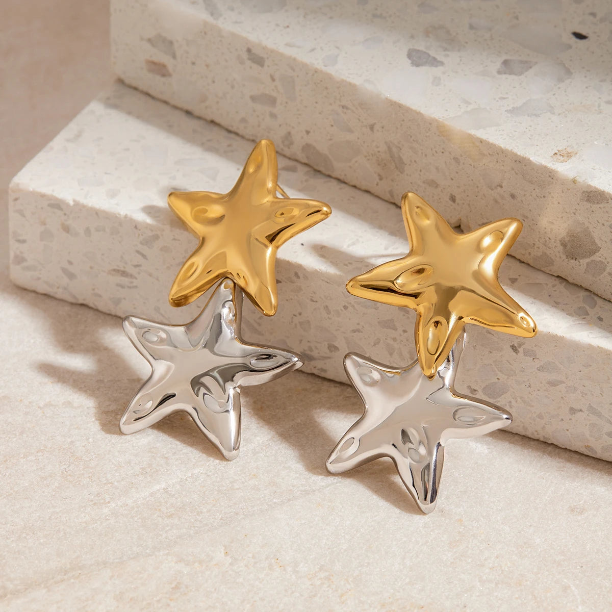 Double Layers Pentagram Earrings