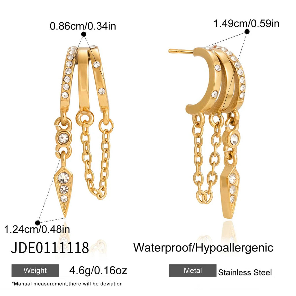 Crystal C Shape Stud Earrings