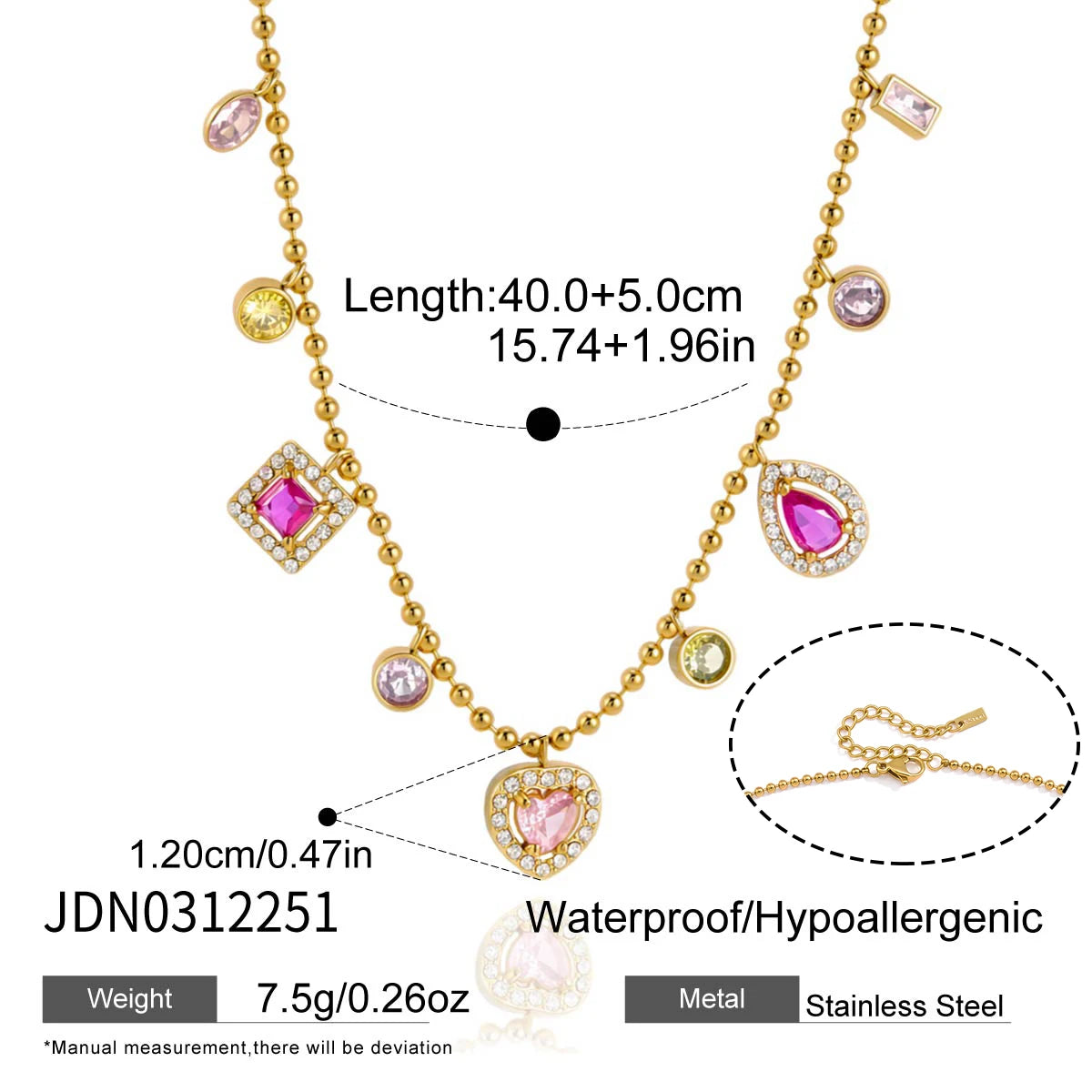 Multicolor Geometric Zircon Pendant Necklace