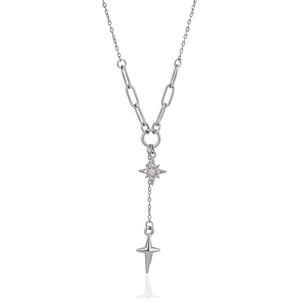Star Cross Zircon Pendant Necklace