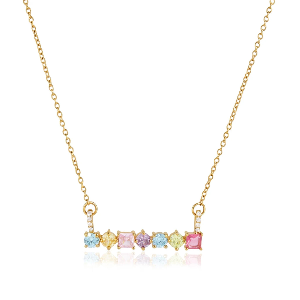 Colored Geometric Zircon Pendant Necklace