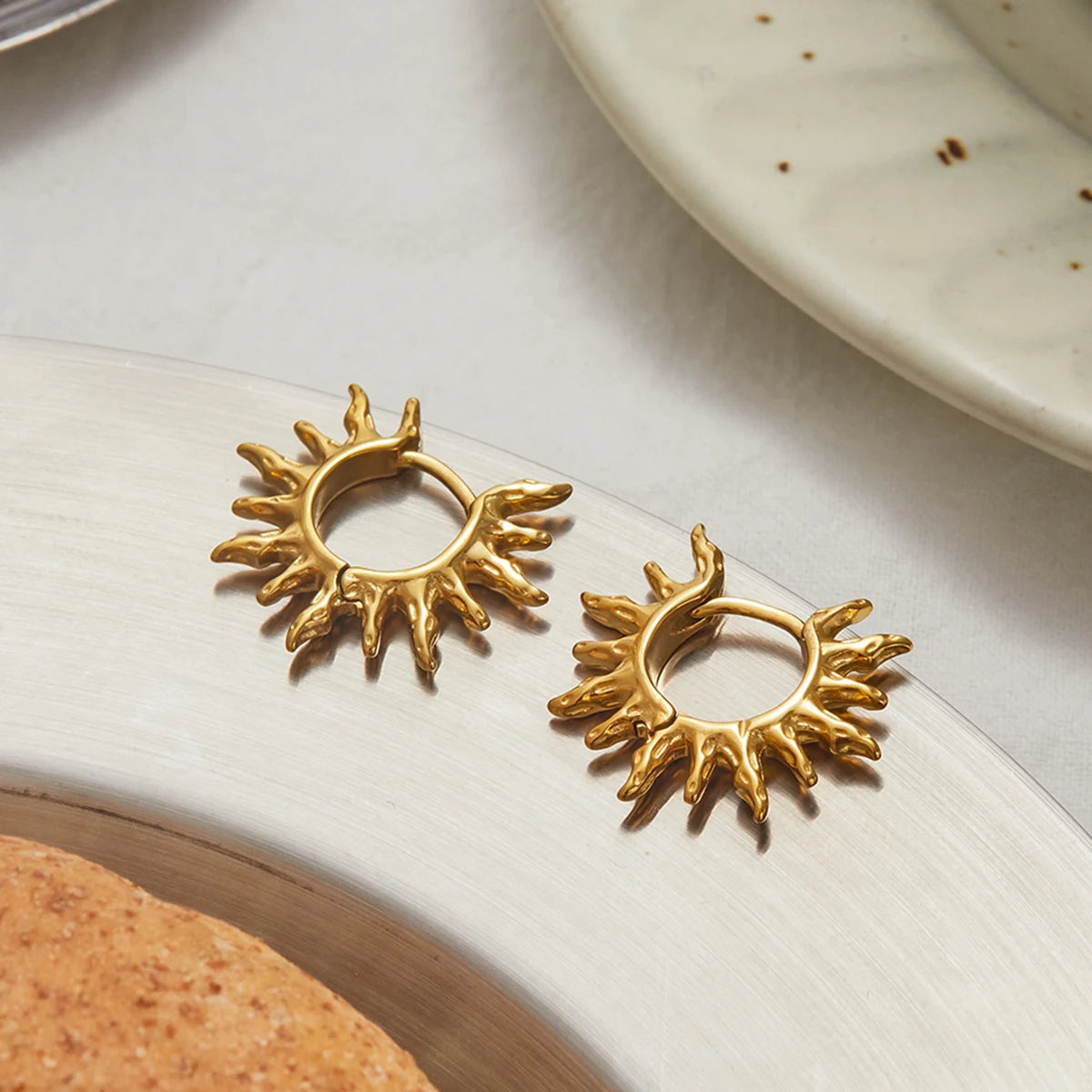 Hollow Sun Hoop Earrings