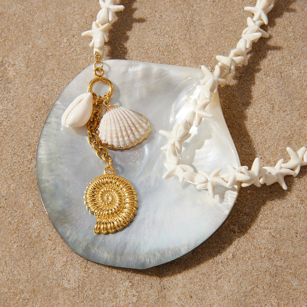 Summer Beach Shell Necklace and Earrings