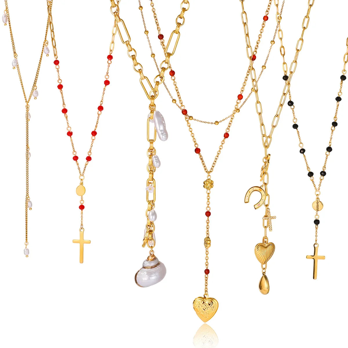 Geometric Pendant Y Shape Chain Necklace