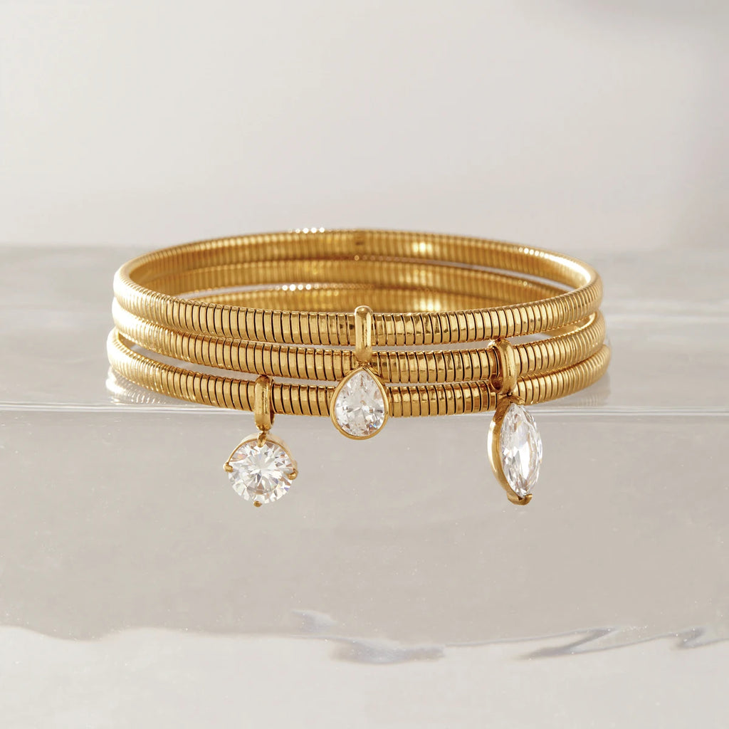 Punk Geometric Zircon Pendant Bracelet