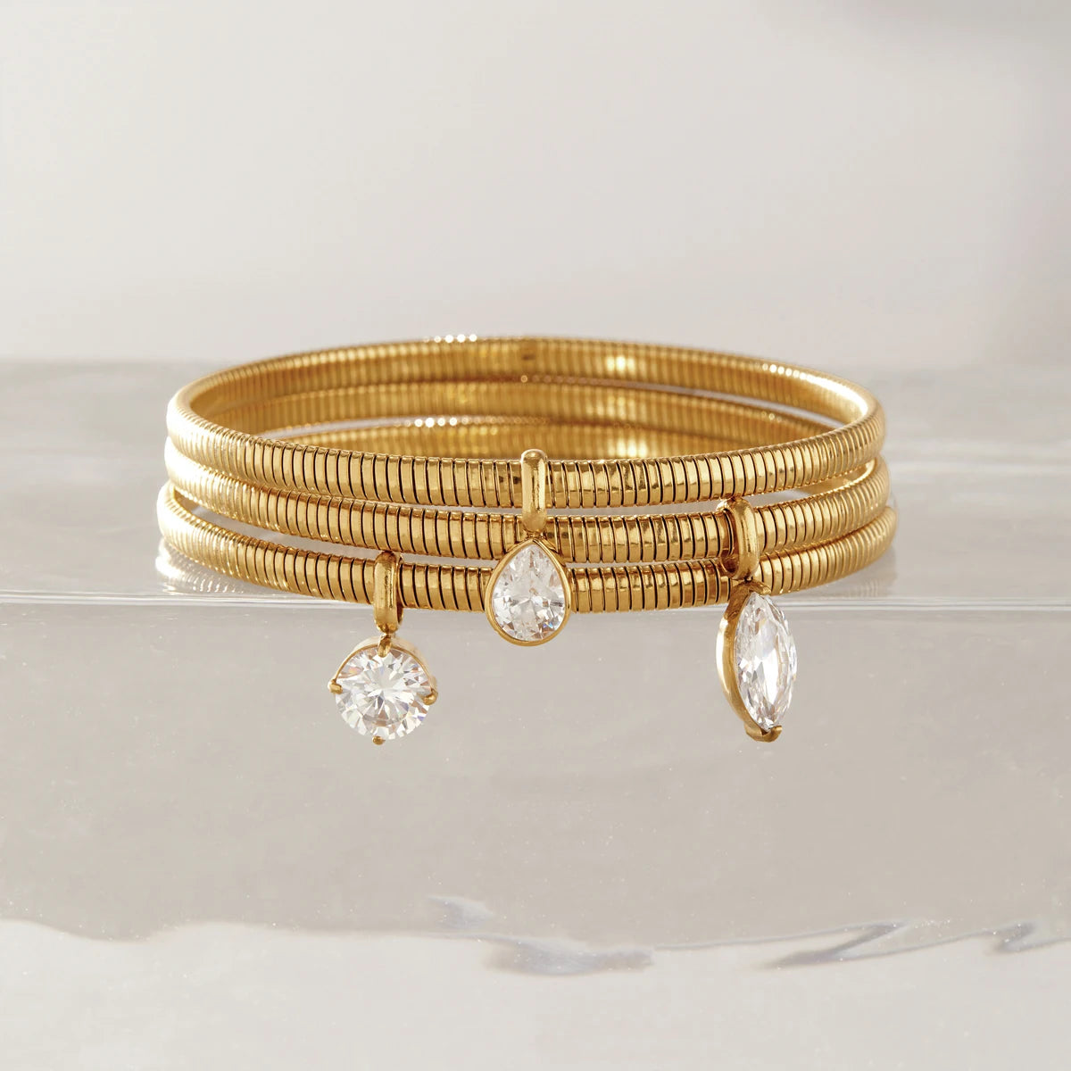 Punk Geometric Zircon Pendant Bracelet
