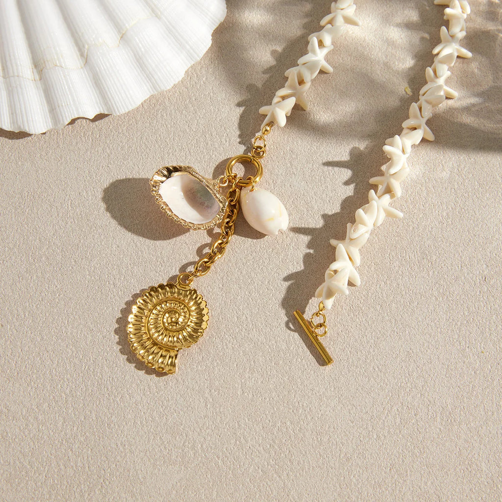Summer Beach Shell Necklace and Earrings