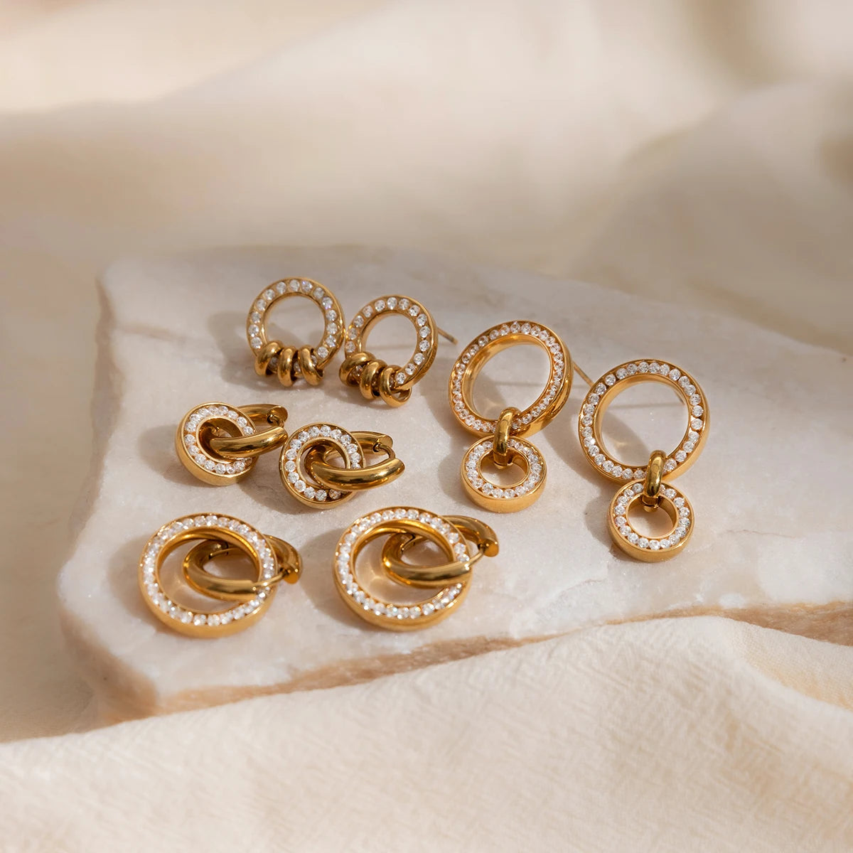 Delicate Full Zircon Circle Earrings