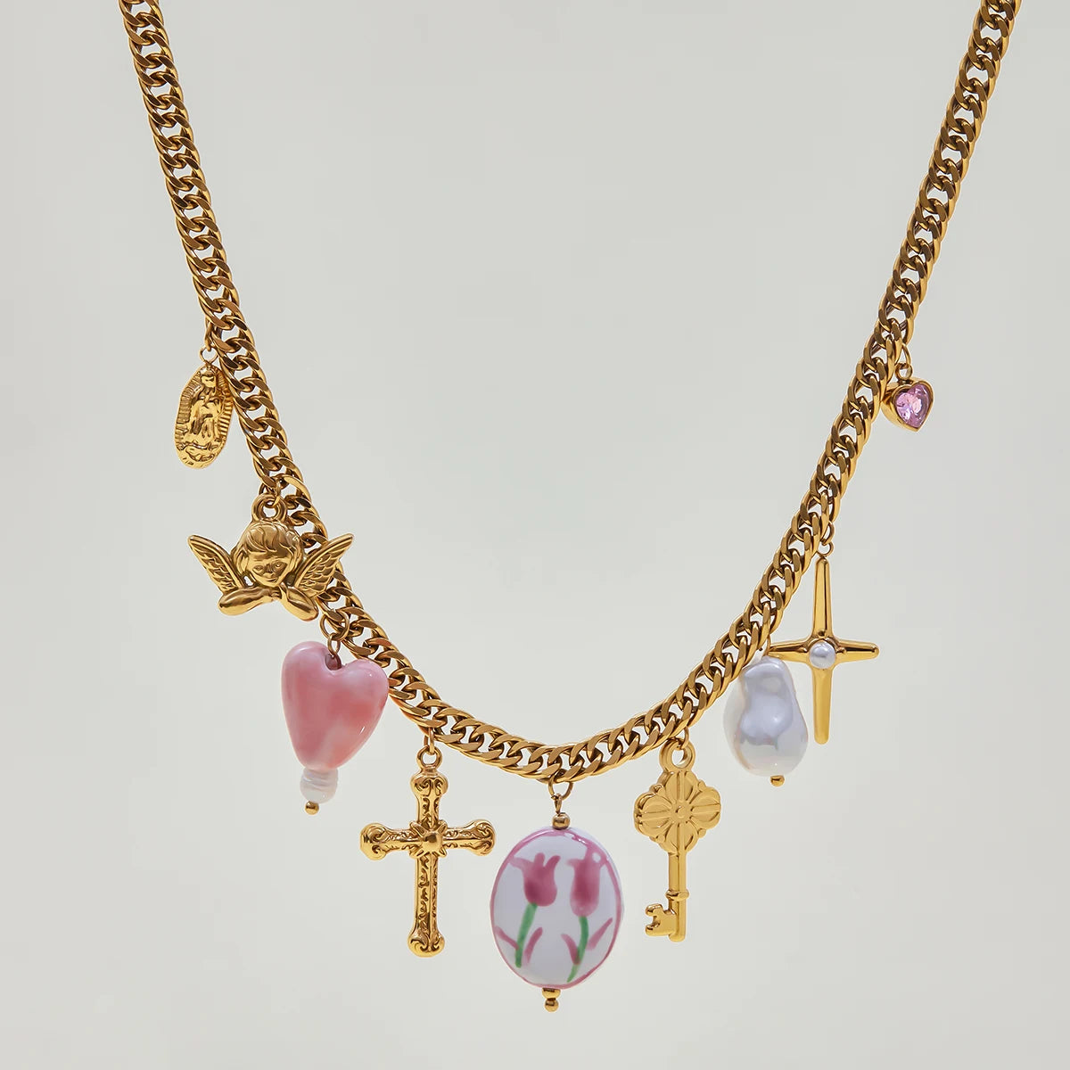 Cross Multi-Element Pendant Necklace