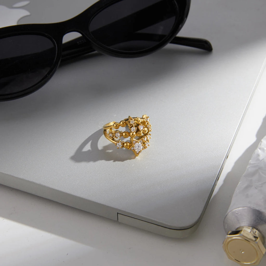 Star  Zircon Open Rings
