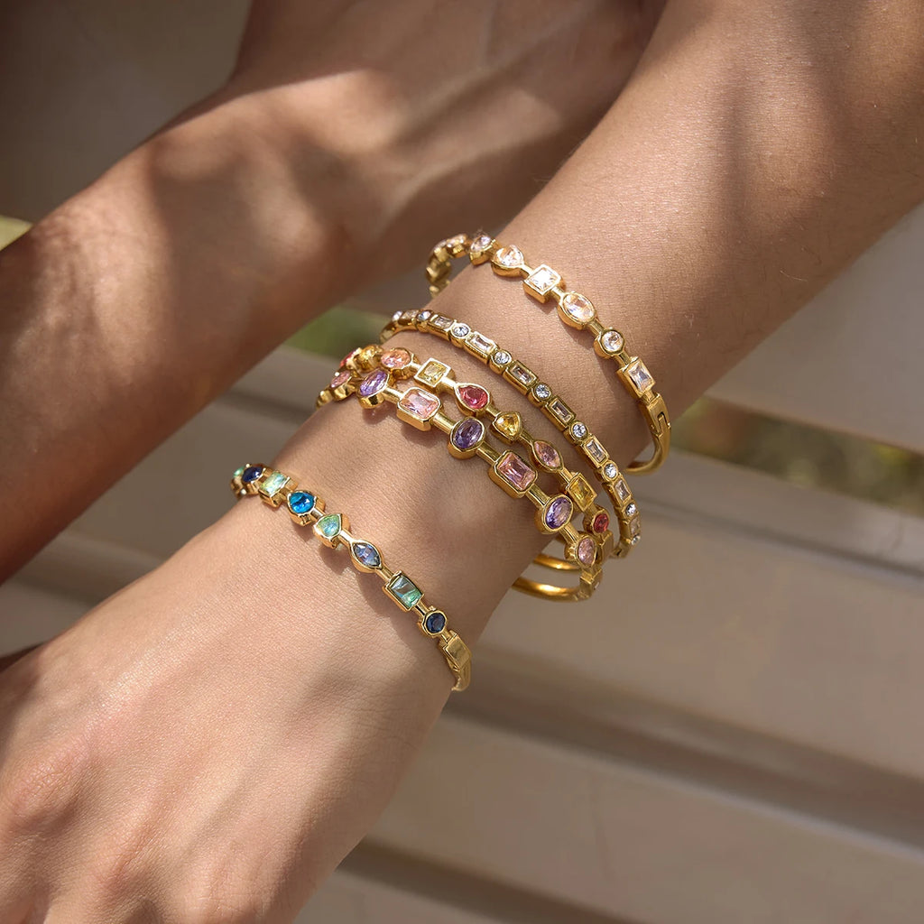 Multicolor Geometric Zircon Bangle