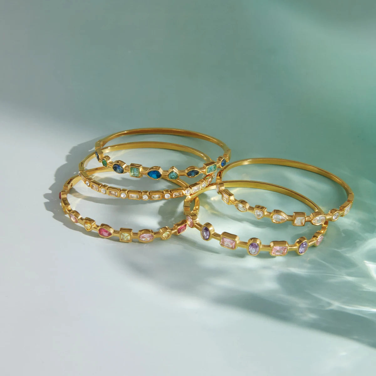 Multicolor Geometric Zircon Bangle