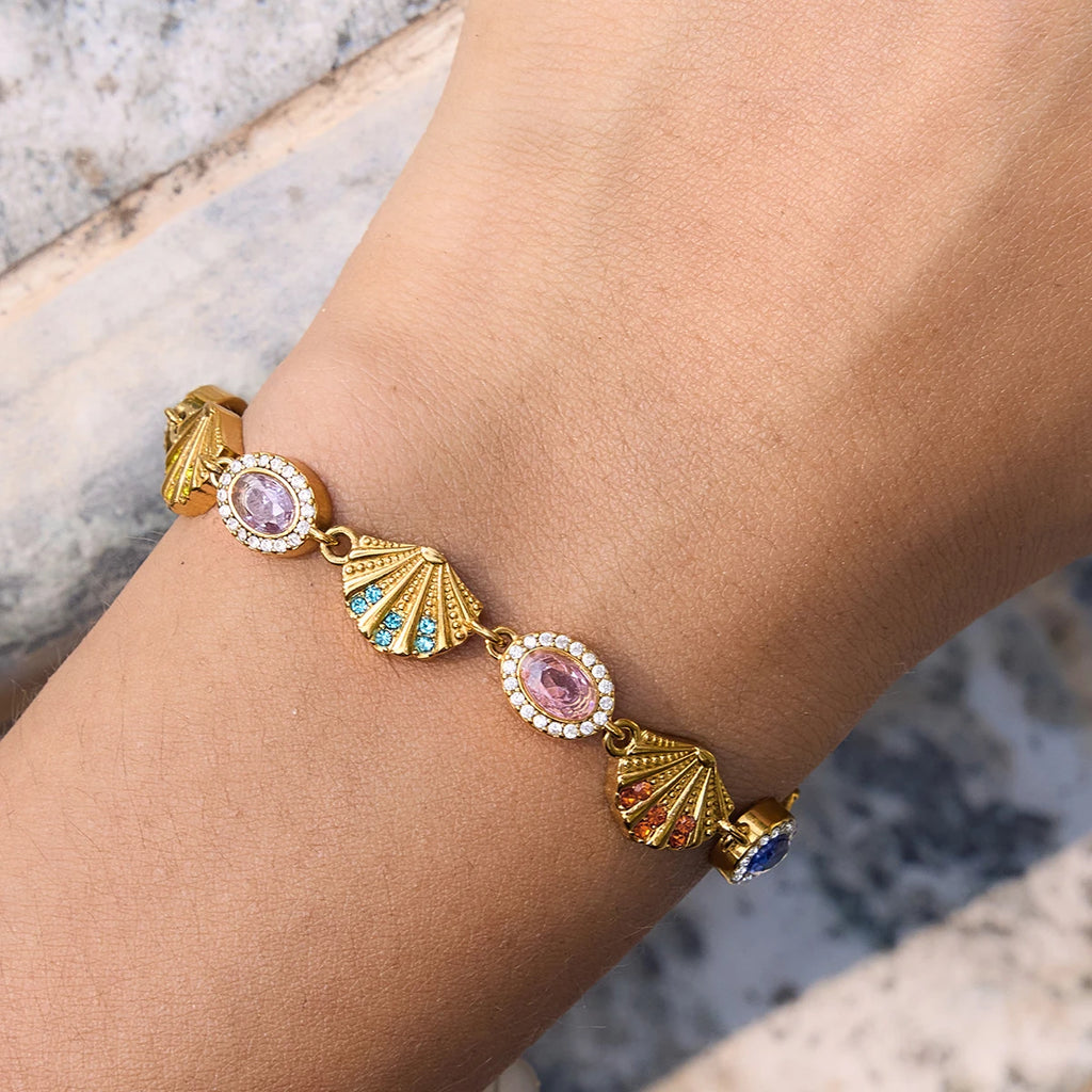 Multicolor Crystal Shell Starfish Conch Bracelet