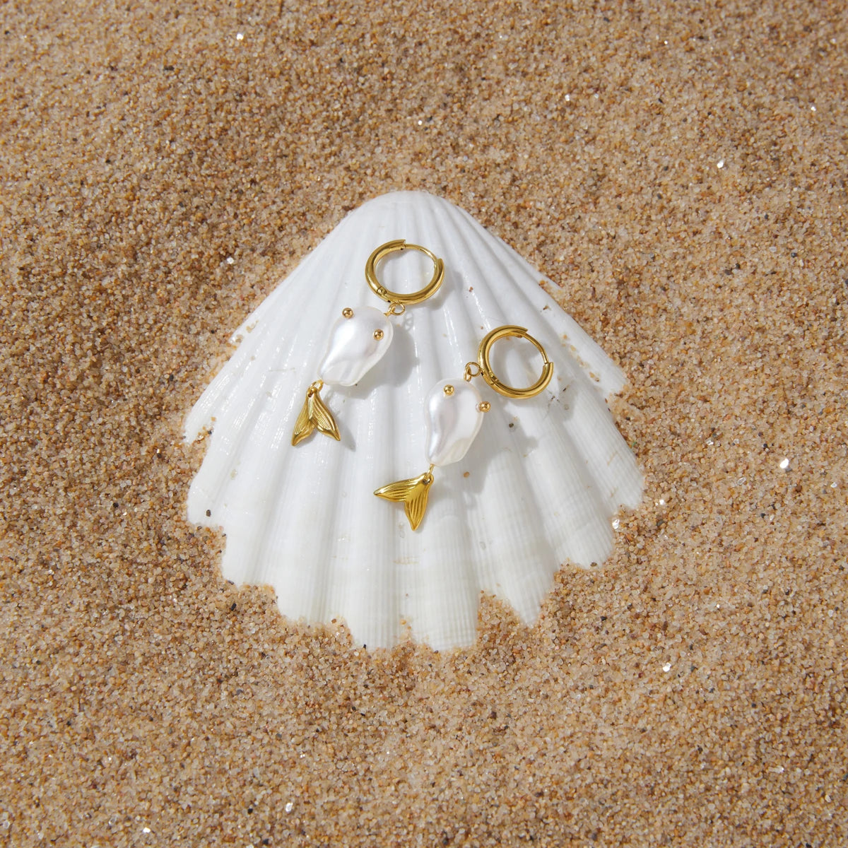 Pearl Fish Drop Earrings